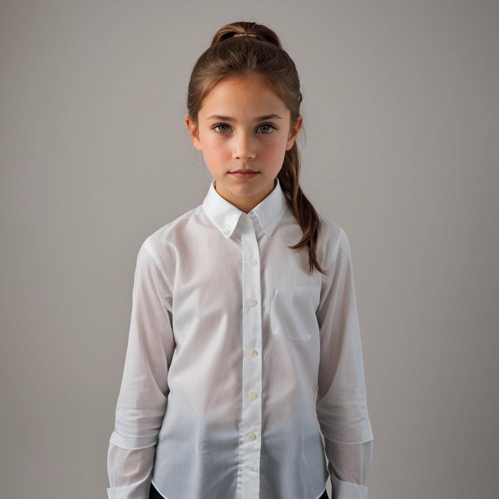 Hazel-Eyed Girl Portrait with Soft Studio Lighting