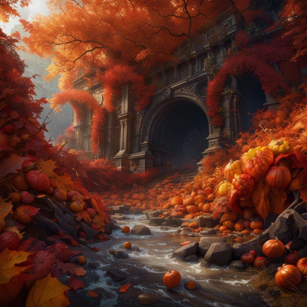 Fantastical Autumn Wave in Detailed Matte Painting