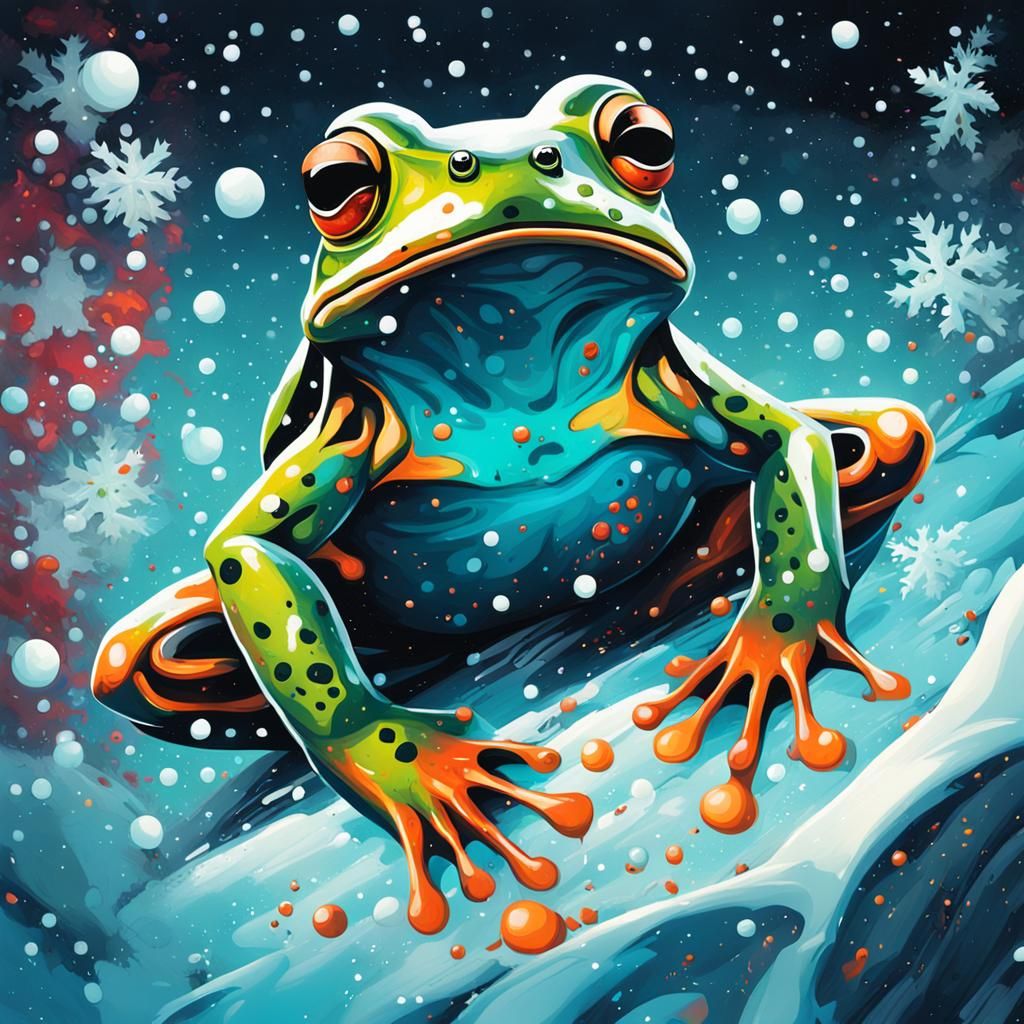 Snowy Frog in the Universe: Graffiti Art