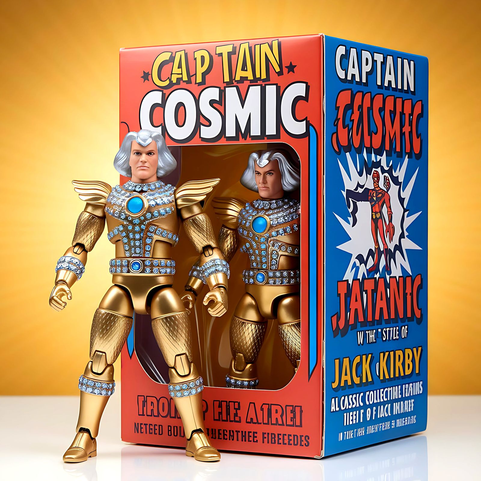 Campy Cosmic Action Figure in Vintage-Style Packaging