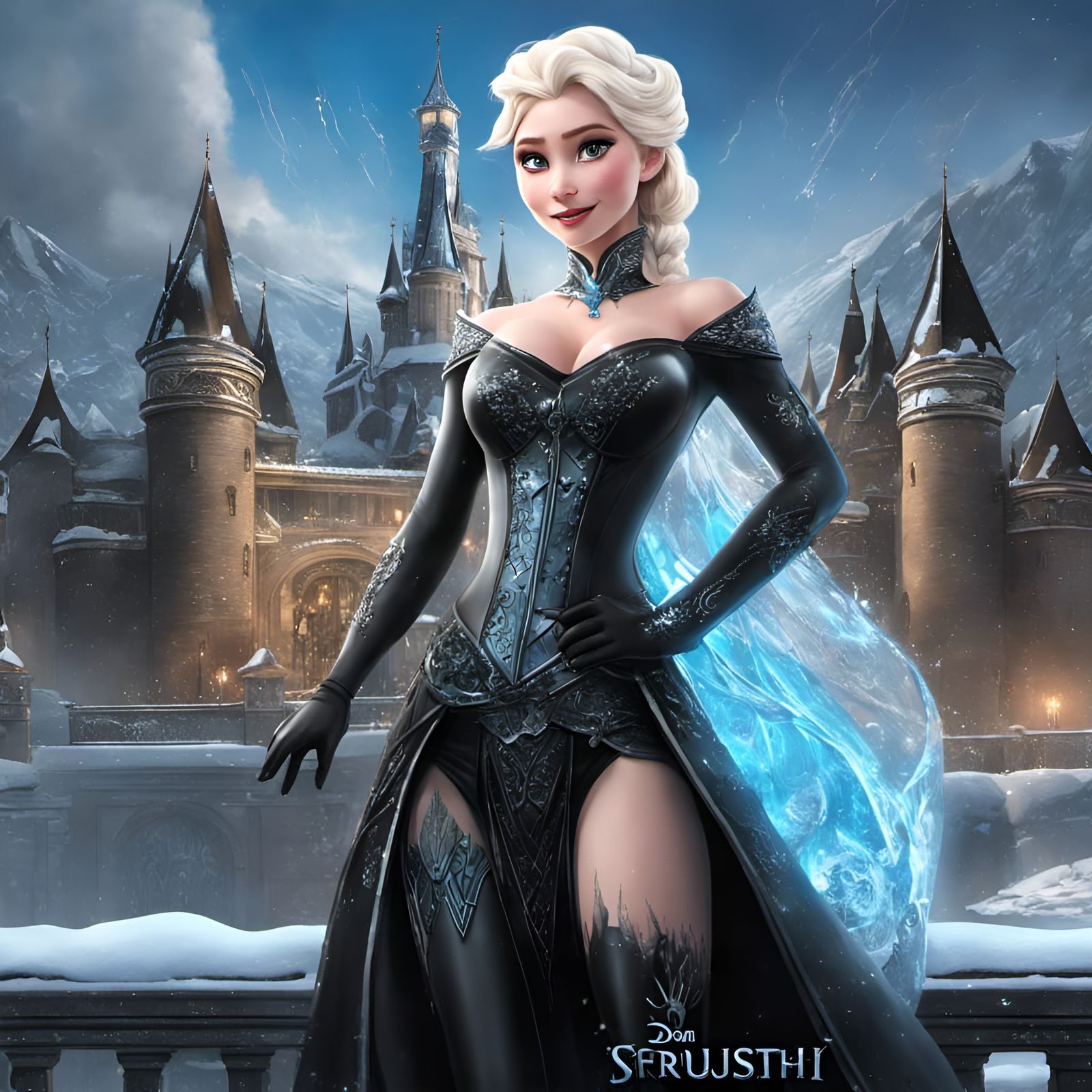 Ice Queen Builds Castle: Hyperdetailed Fantasy Art