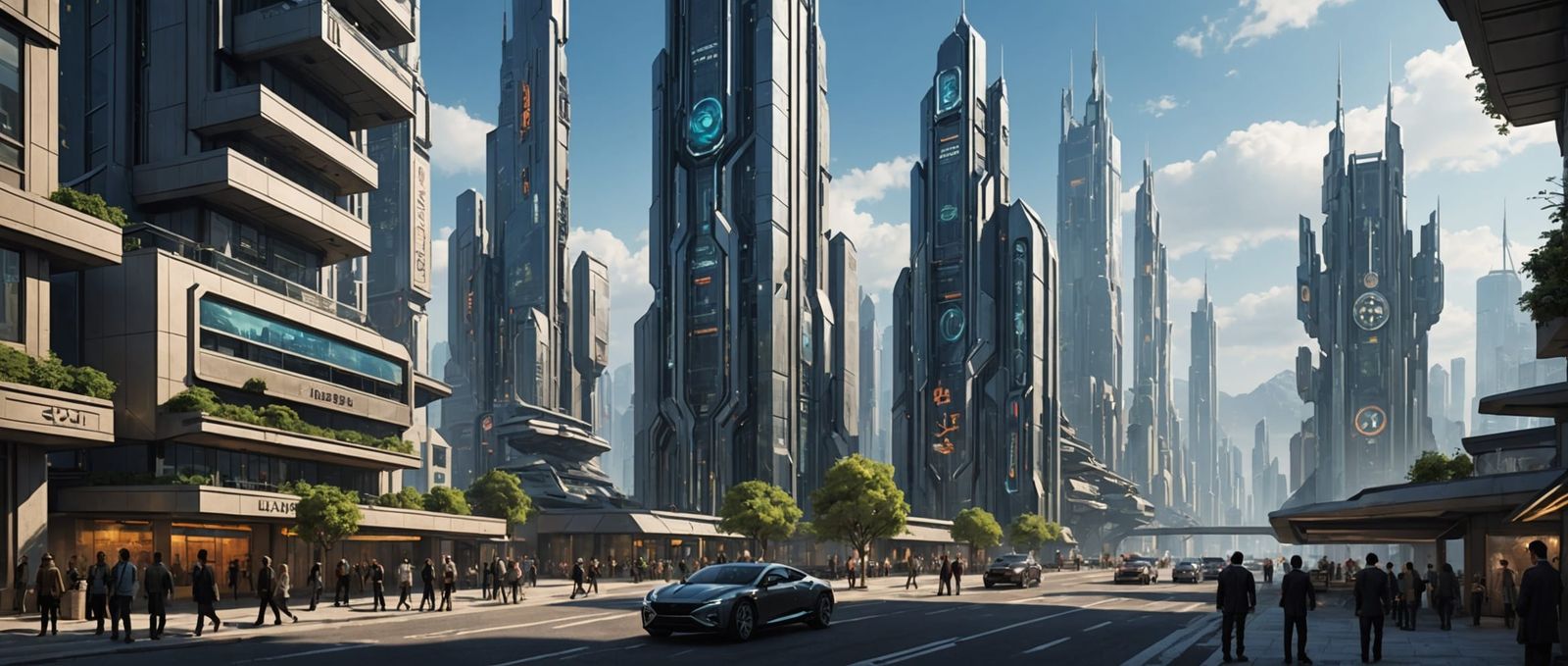 Neoterra Cityscape: Humans and Robots in 3333