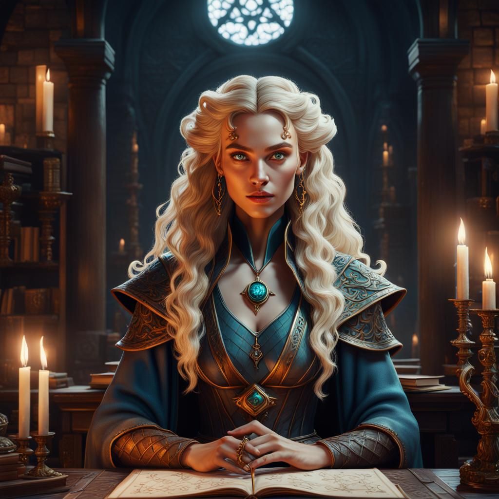 Fantasy Wizard Casting Spells: Detailed Digital Art