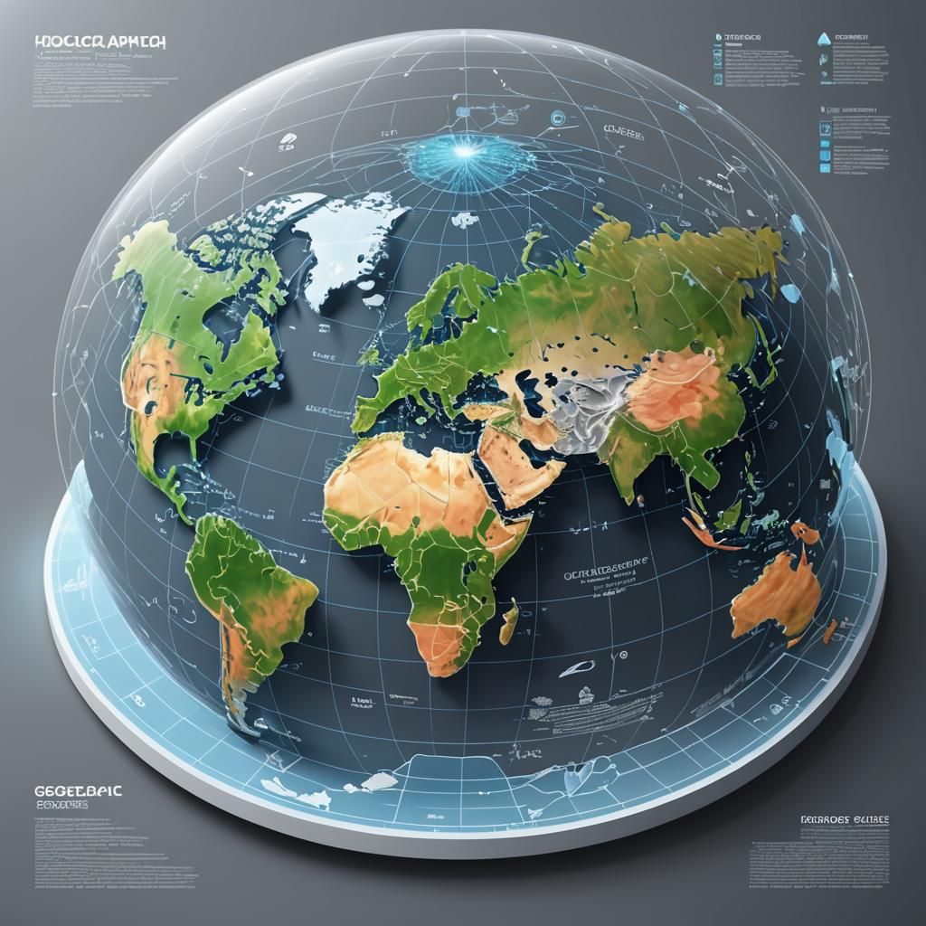 Holographic Geographic Projection Infographic Poster