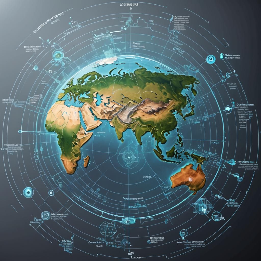 Holographic Geographic Layers Projection: Infographic Style