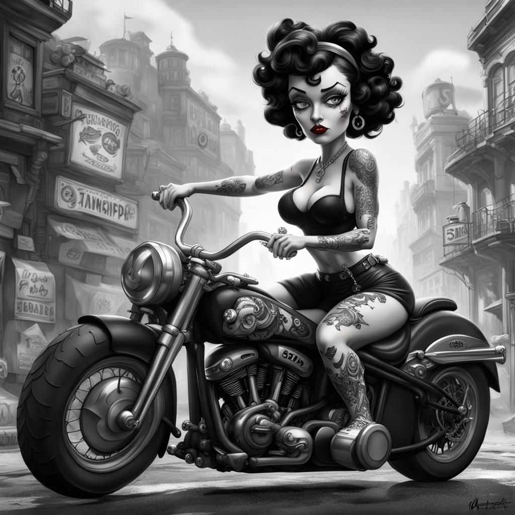 Betty Boop Tattoo Flash Motorcycle Art