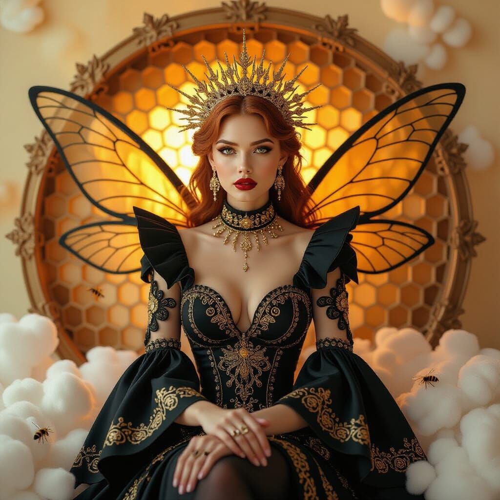 Realistic photo fantasy artwork featuring a woman with a reg...