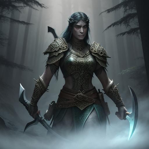 Granite Barbarian in Mystical Forest: Fantasy Art