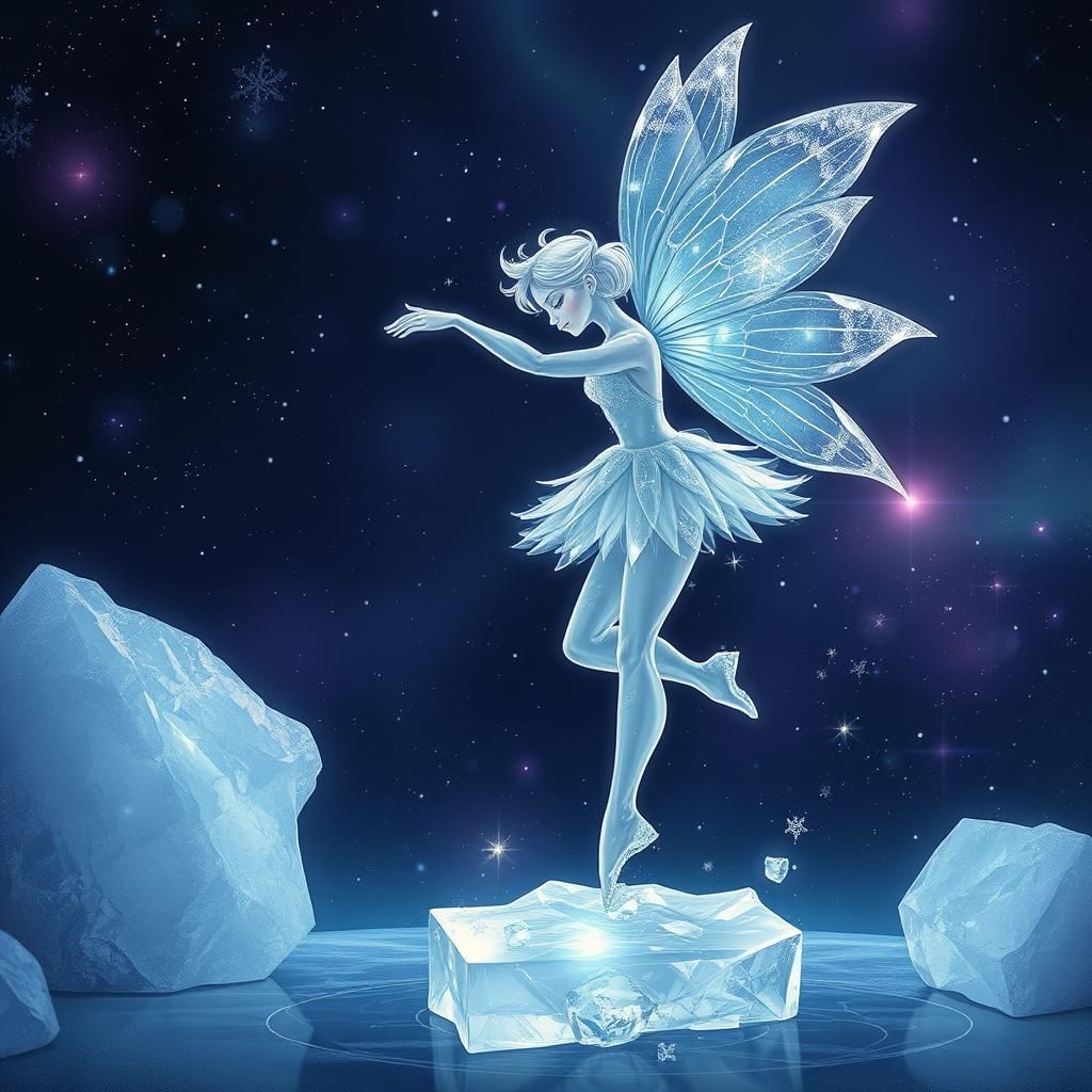 Dancing Winter Fairy Ice Sculpture (Flux Schnell)