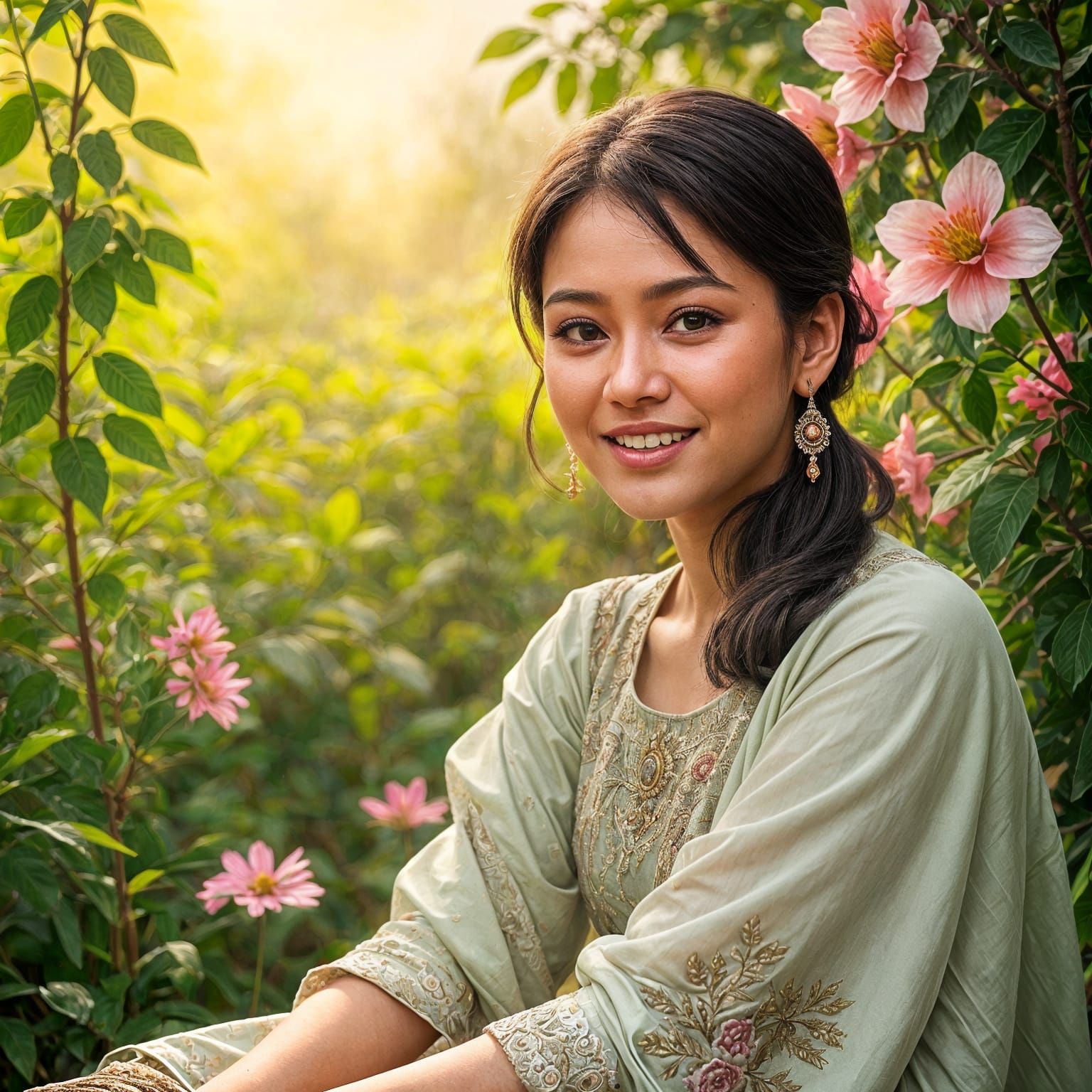 Portrait of a Sweet and Smiling Maiden