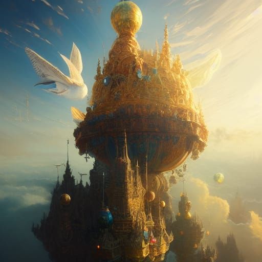 Floating Castle in the Sky: Digital Art