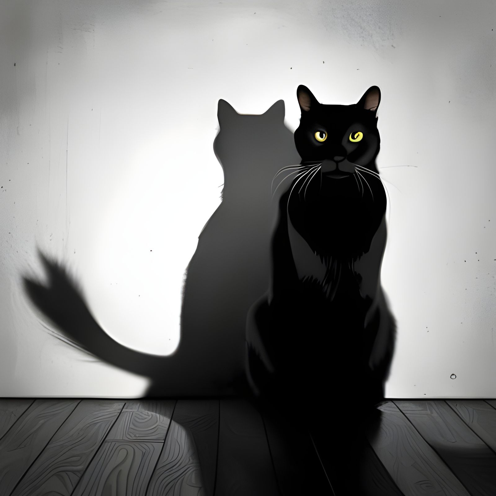 Cat and Shadow Projection on Wall