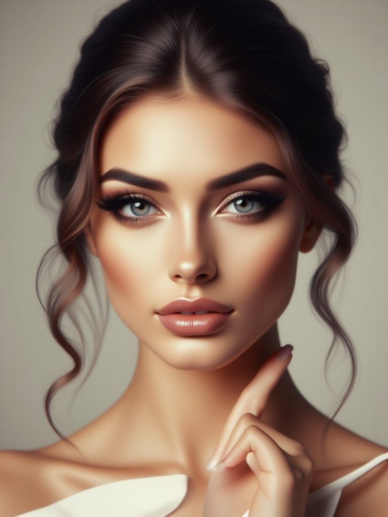 Hyperrealistic Studio Portrait of a Young Woman