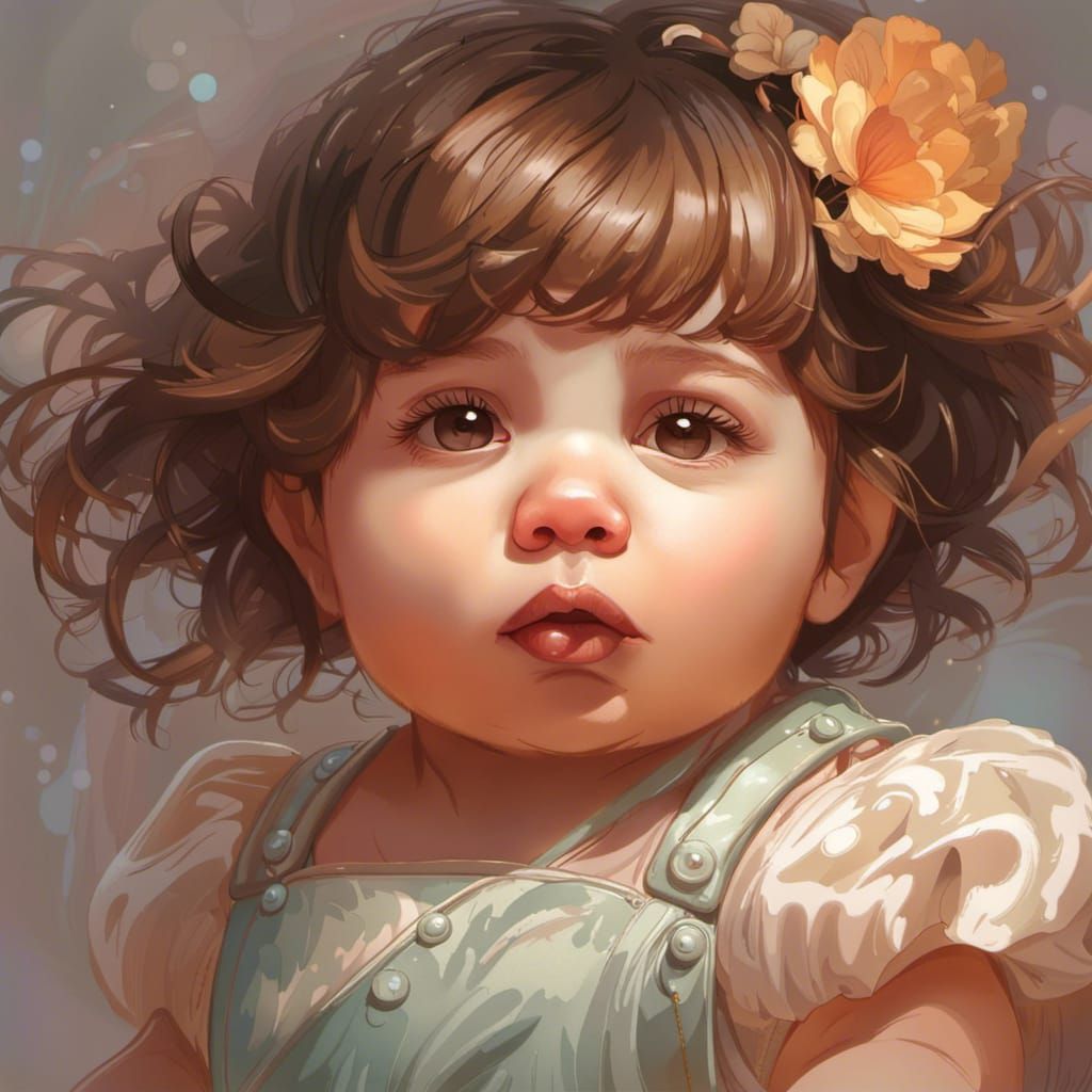 Chubby Baby Portrait in Hyperdetailed Art Style