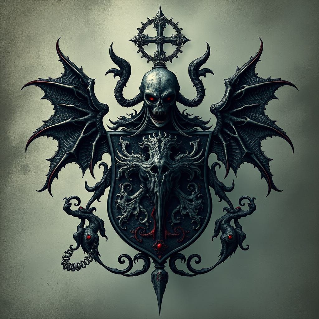 Dark Gothic Coat of Arms with Creepy Pasta Elements