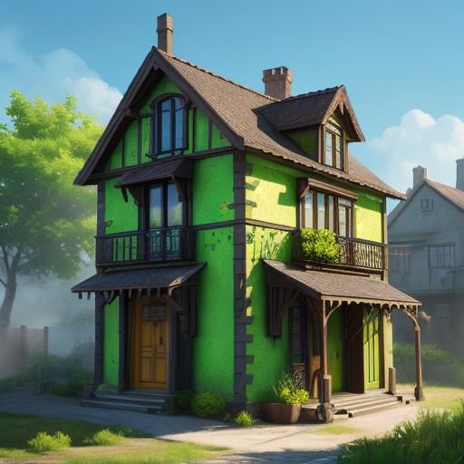 Hyperrealistic Lemon and Lime House in Splash Art Style