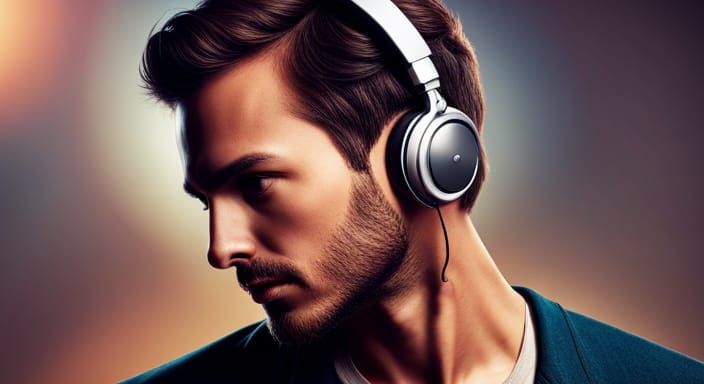 Hyperrealistic Headphones Portrait with Studio Lighting