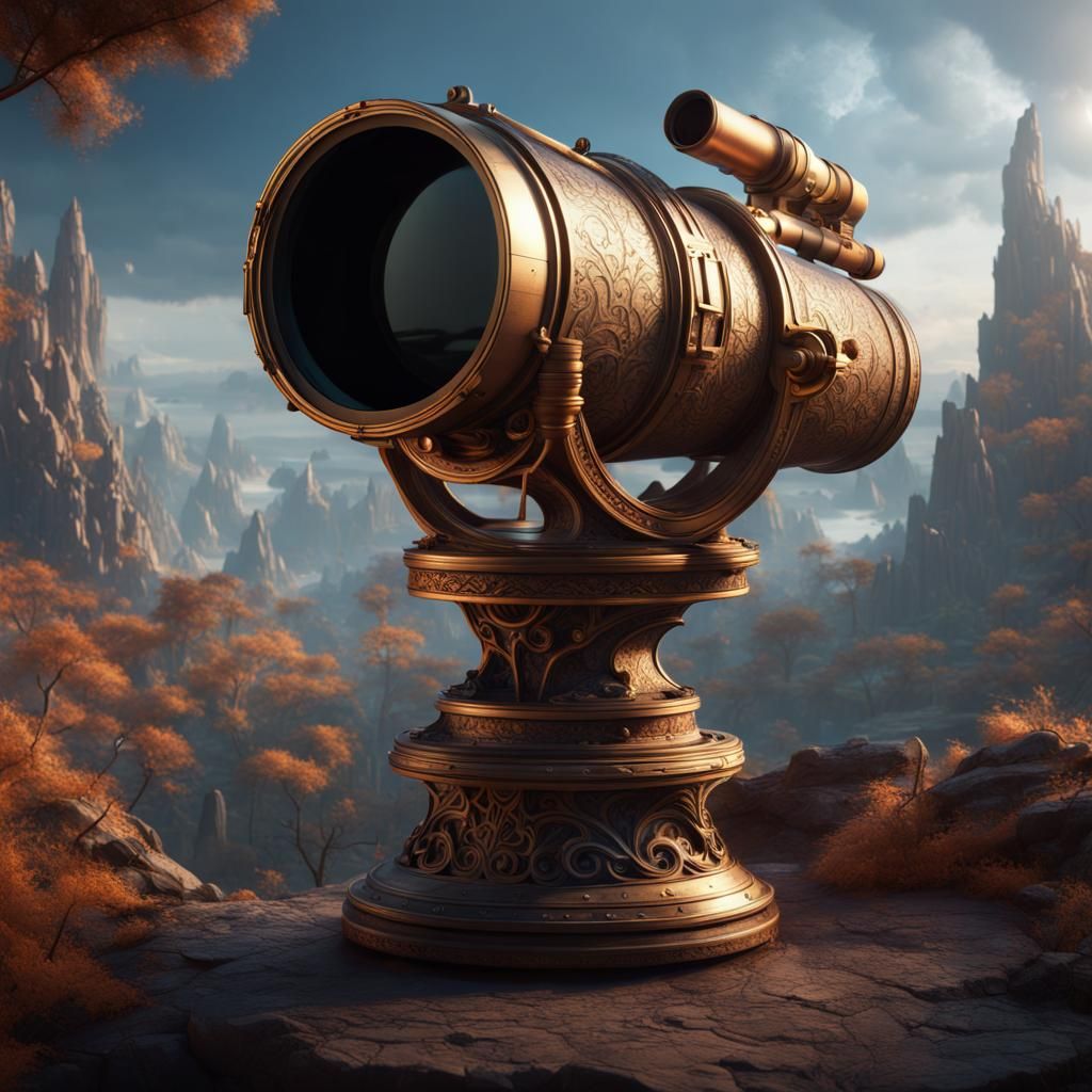 Detailed Telescope Matte Painting in Deep Color