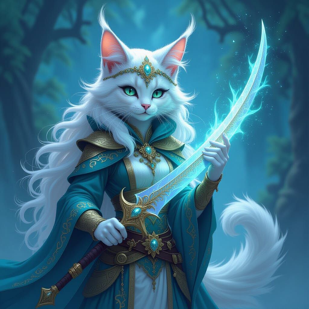 All varieties of Ceilican (fae werecats) favor blades over guns; blades just simply have more style.