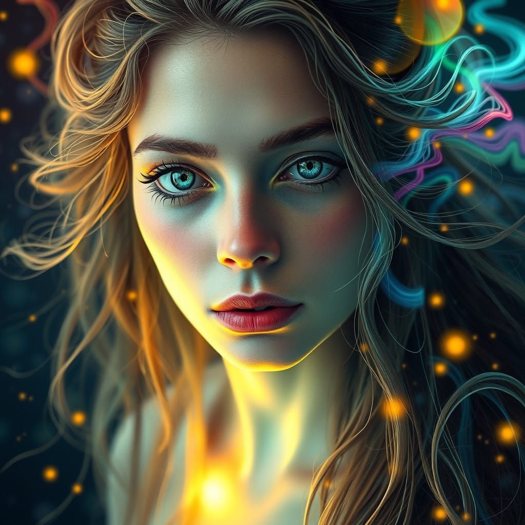 Mystical Woman in Psychedelic Enlightenment