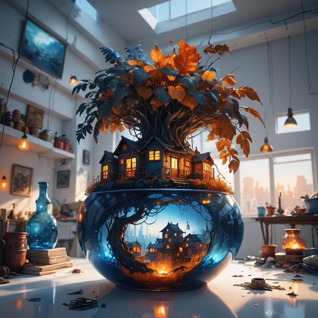 Slum in Glass Pot: Fantasy Concept Art