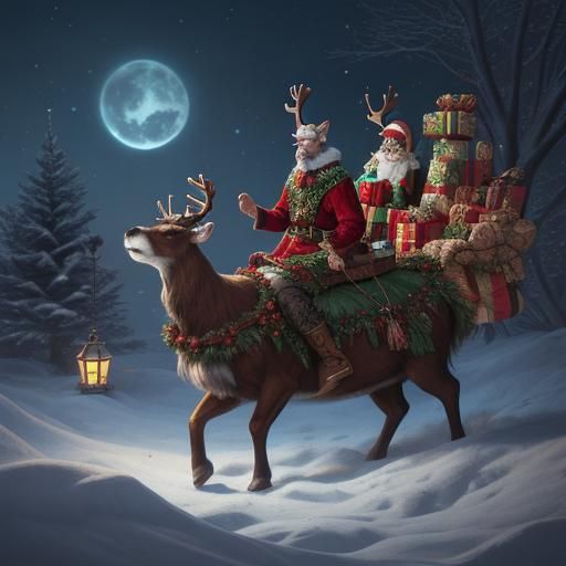 Reindeer Rocking Christmas Guitar: Festive Concept Art