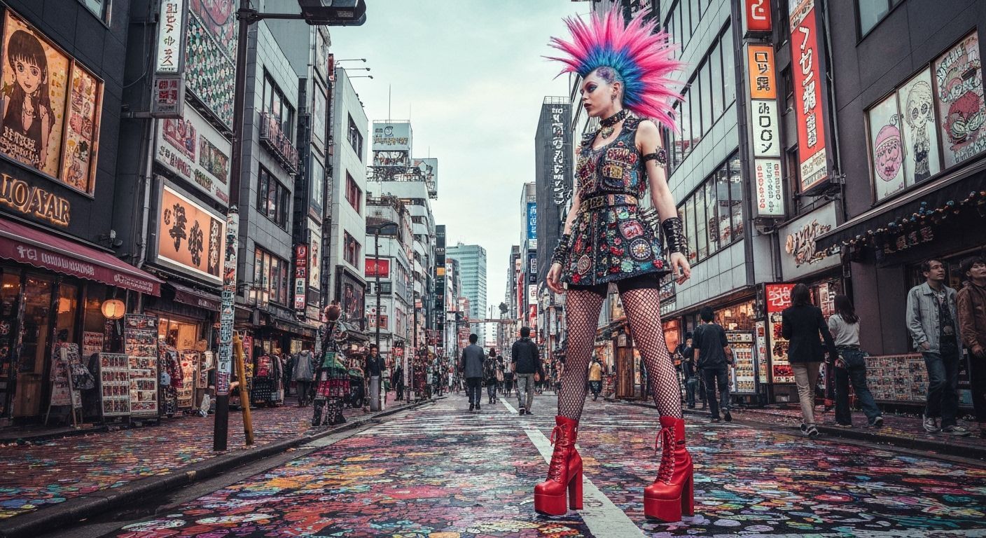 Punk Gyaru Girl in Shibuya and Harajuku Style