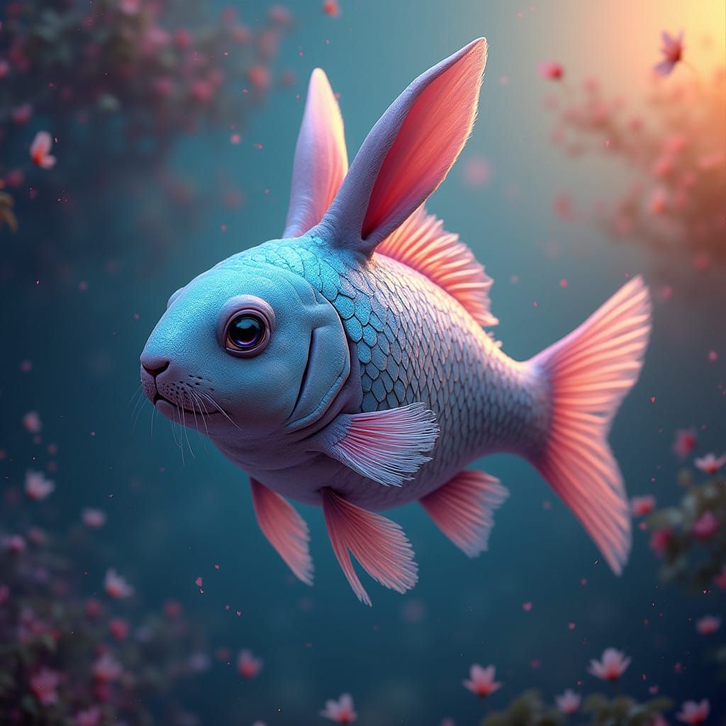Mesmerizing Fish-Rabbit Hybrid in Vibrant, Unreal Engine-Ins...
