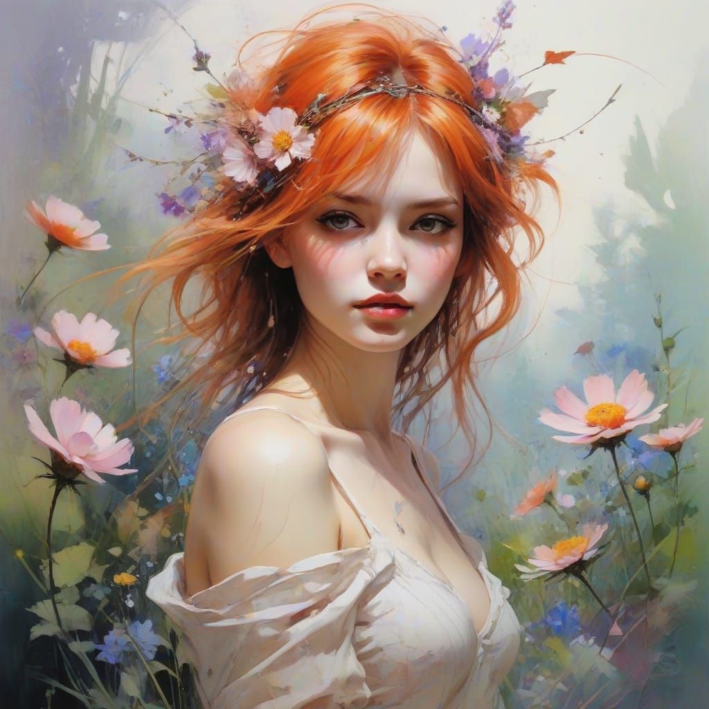 Whimsical Summer Meadow in Watercolor Style