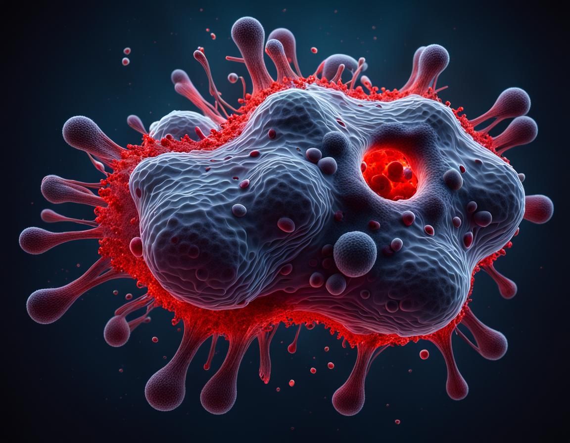 Amoeba Cell Rushing Through Body in 3D