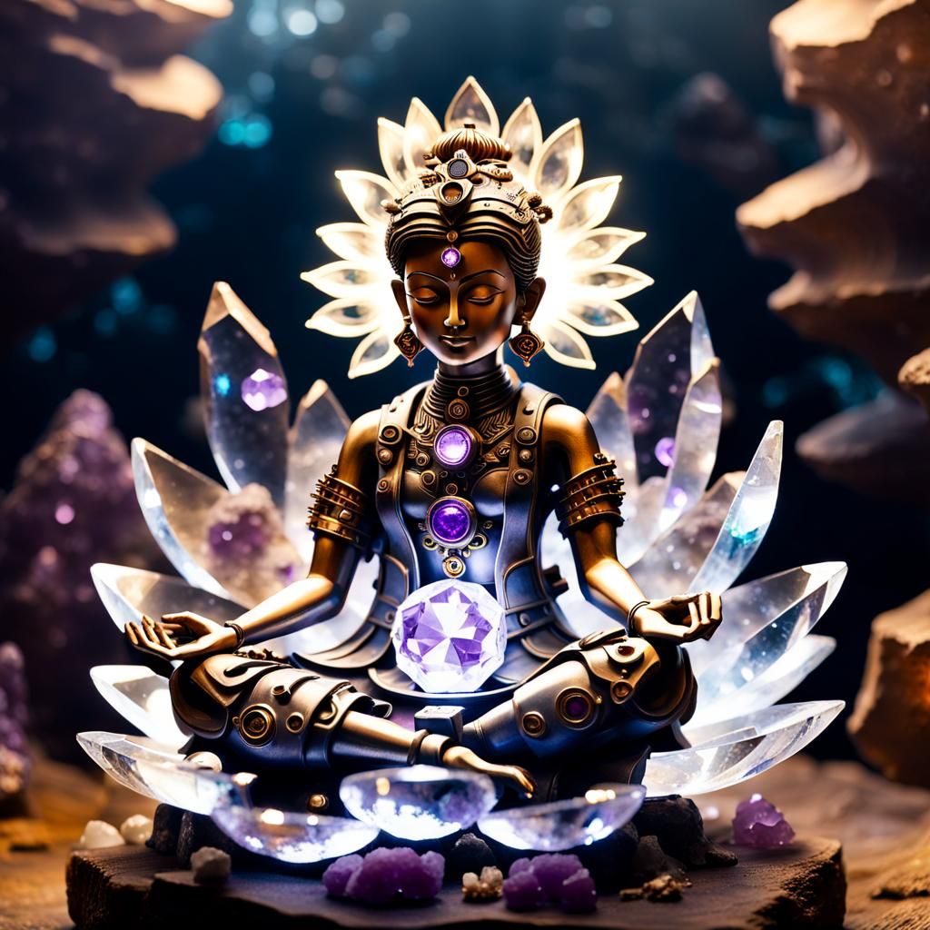 Crystal Deity in Lotus Position: Steampunk Engine