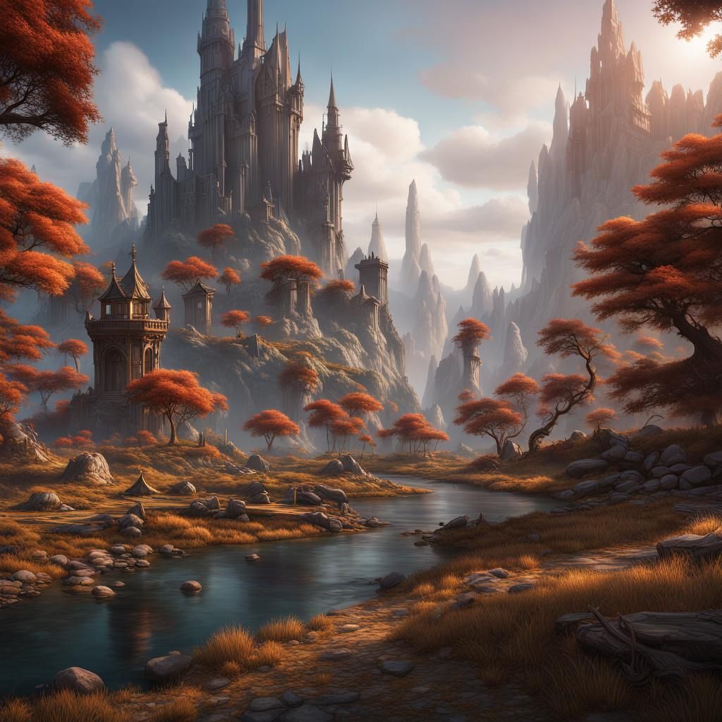 Fantastical Landscape Matte Painting in Deep Color