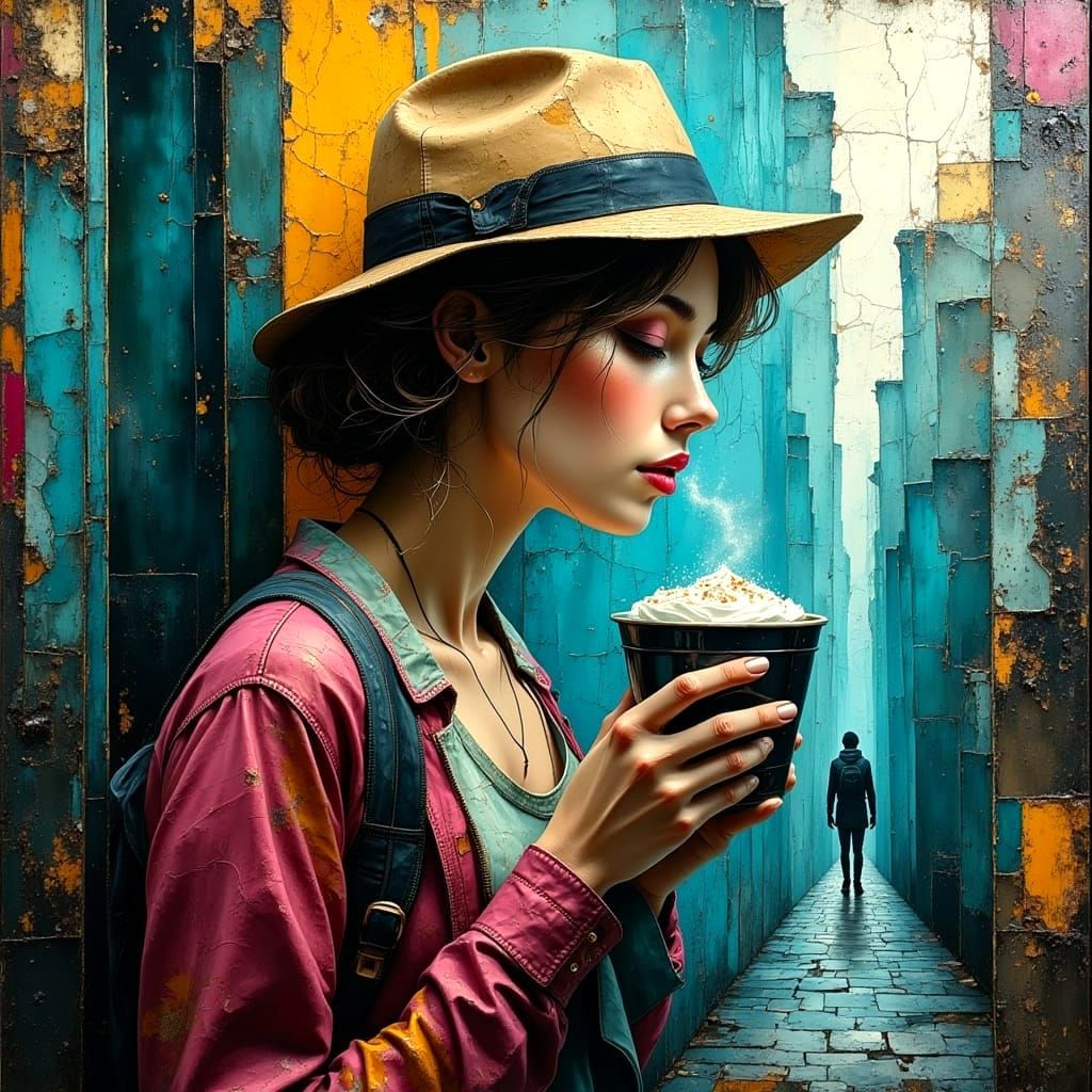 Coffee in the City: A Mosaic Digital Art