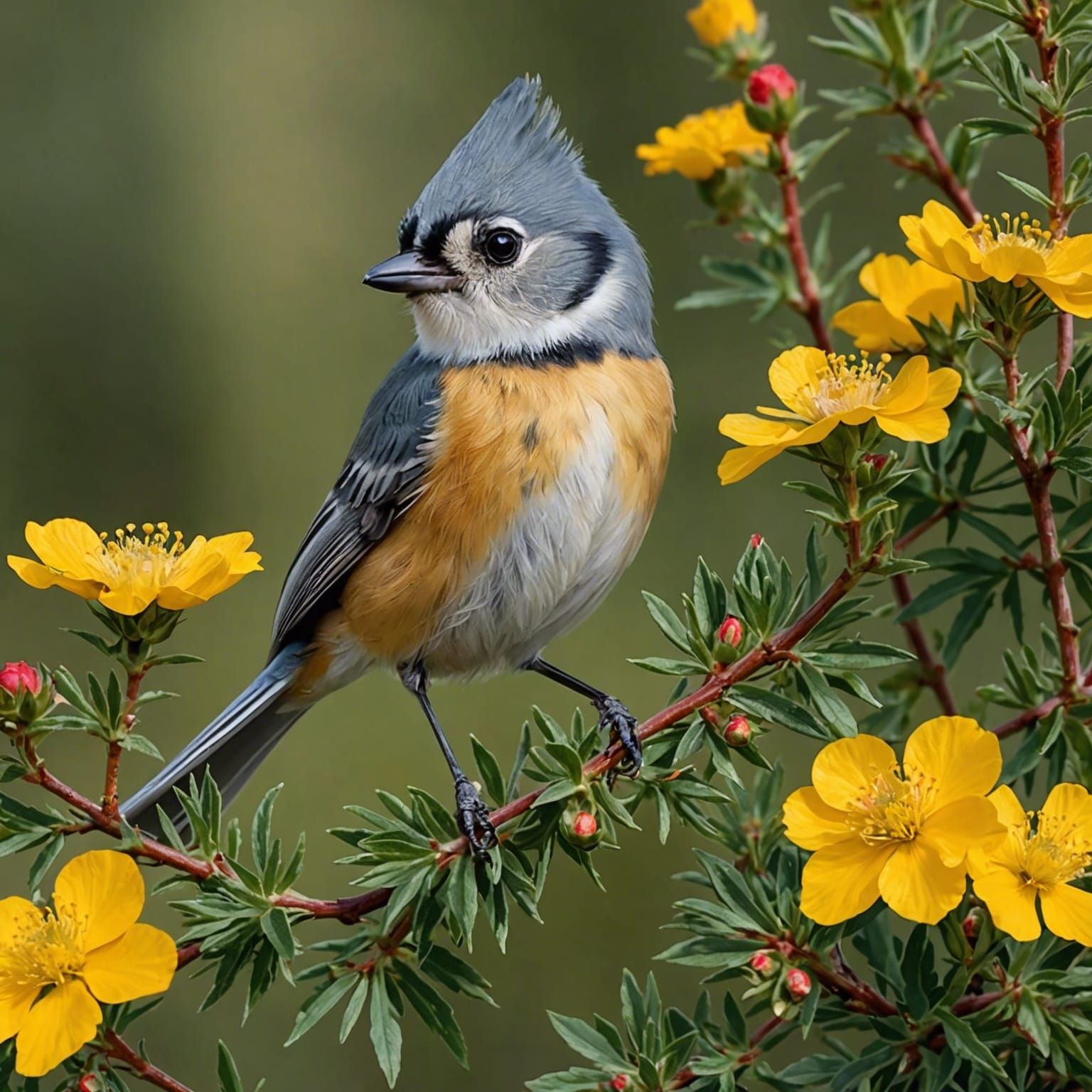 Colorful Titmouse Portrait in Franz Marc Style
