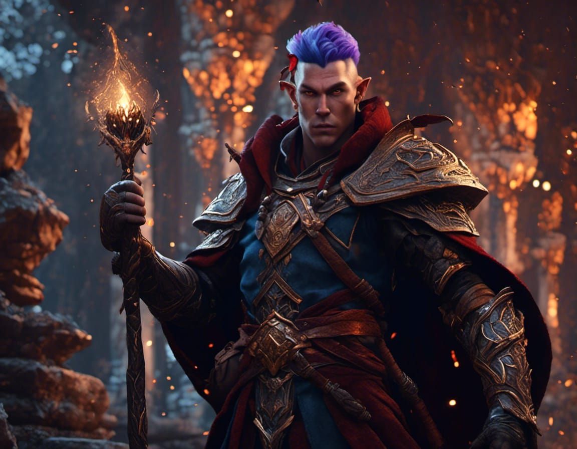 Half Elf Warlock Fantasy Concept Art