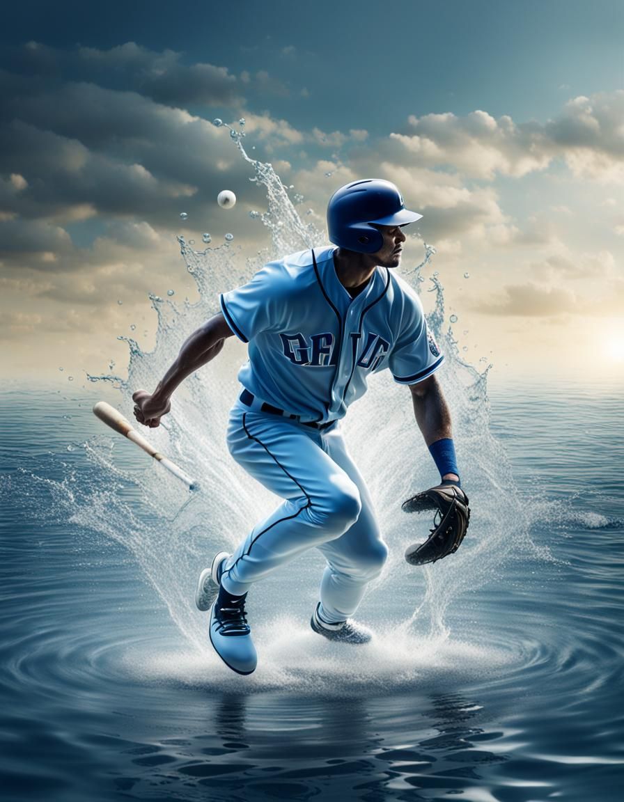 Abstract Water Art: Baseball Player Sculpture