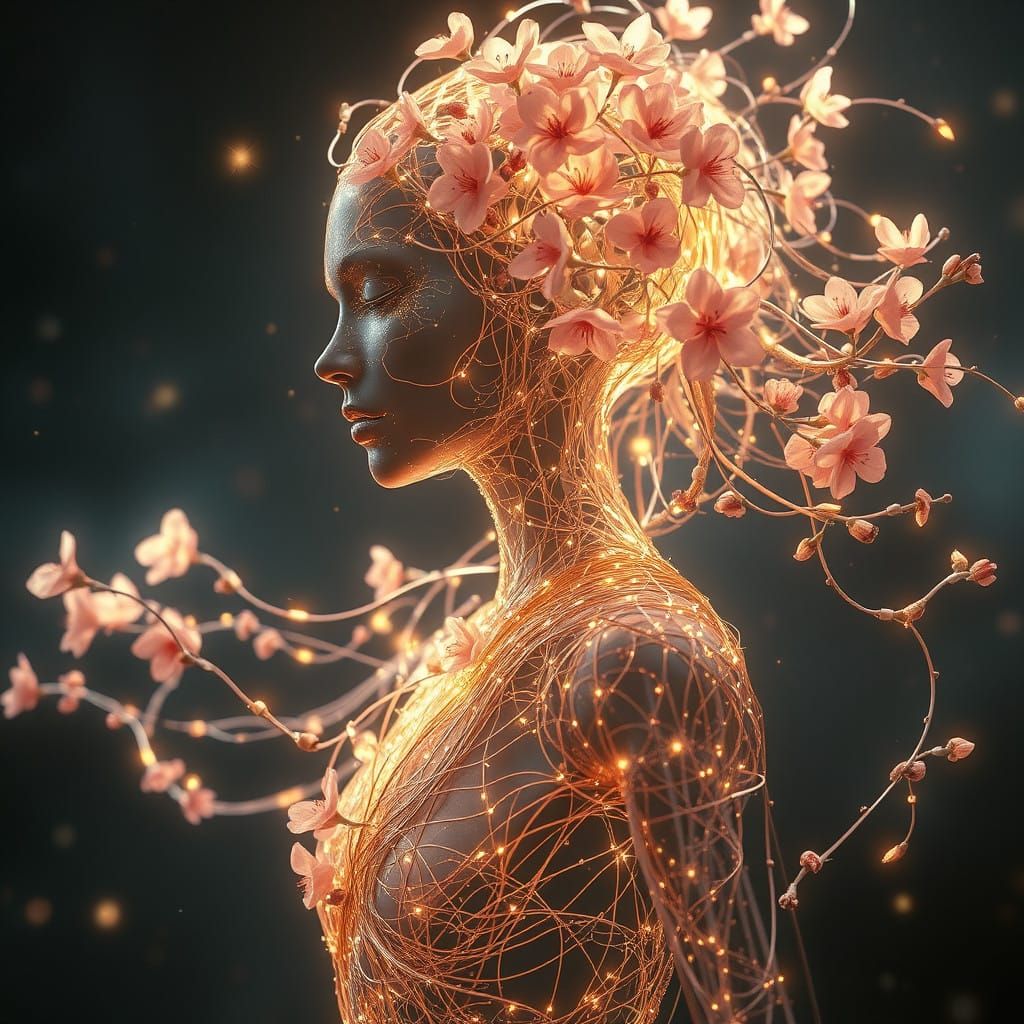 Surreal Humanoid Figure in Ethereal Beauty