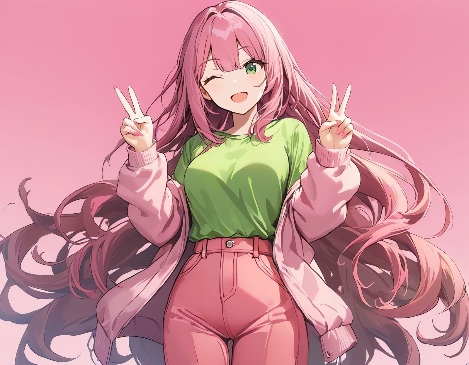 Surreal Britpop Goddess in Whimsical Pink Hues