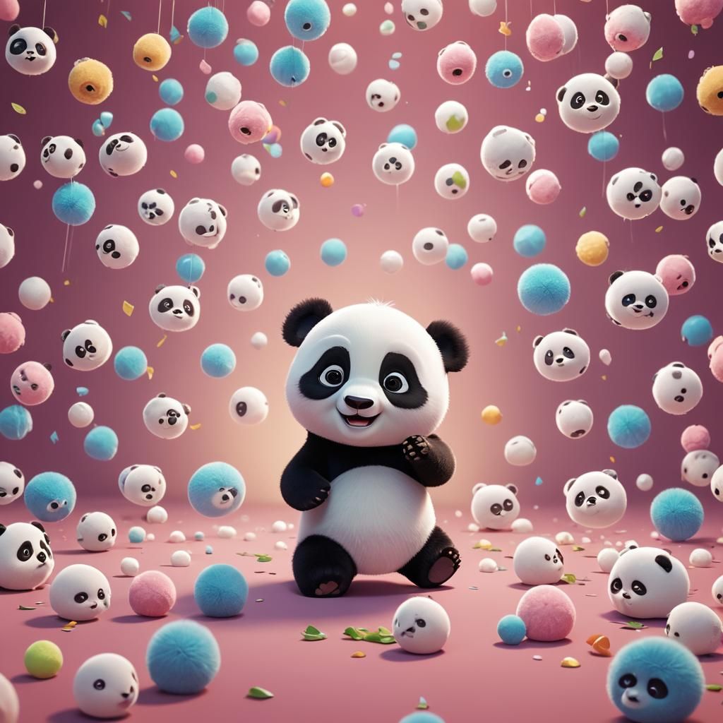 Cute Cartoon Baby Panda in 3D Digital Art
