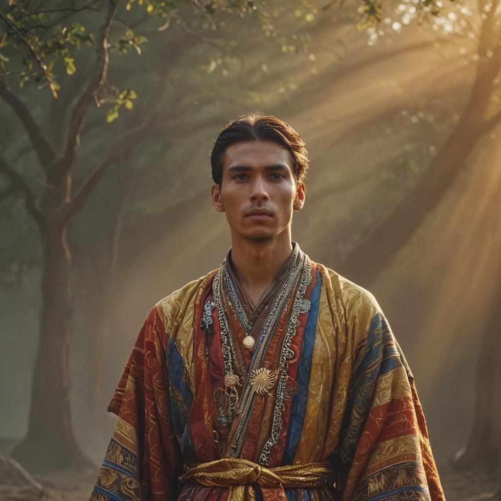 Hyperrealistic Portrait of a Tribal Leader at Sunset