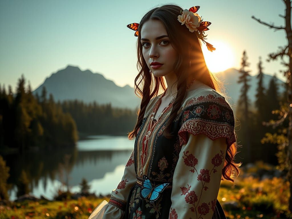 Ethereal Slavic Enchantress in Hyperrealistic Detail