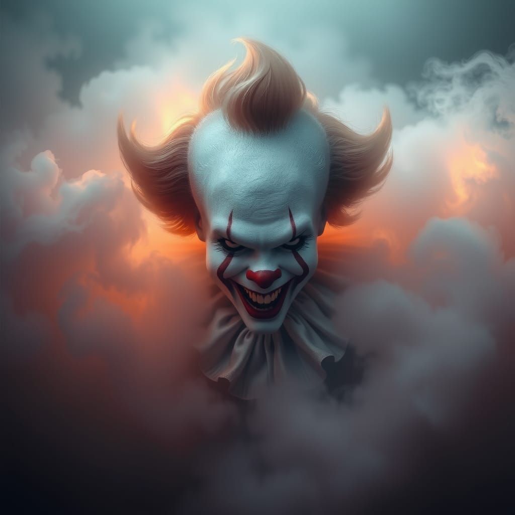 Ethereal Pennywise in Dreamscape, Hyper-Realistic Art