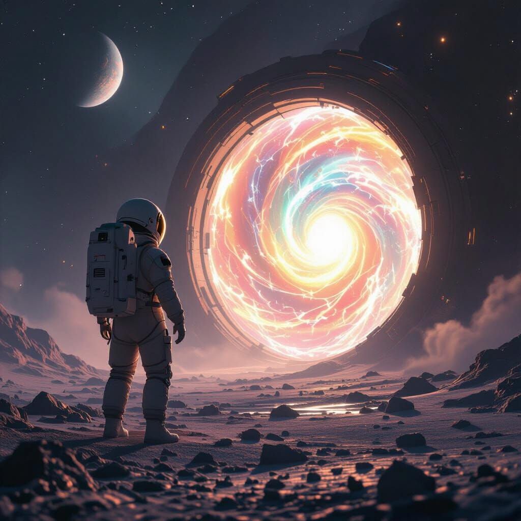Astronaut Discovers Portal on Distant Planet