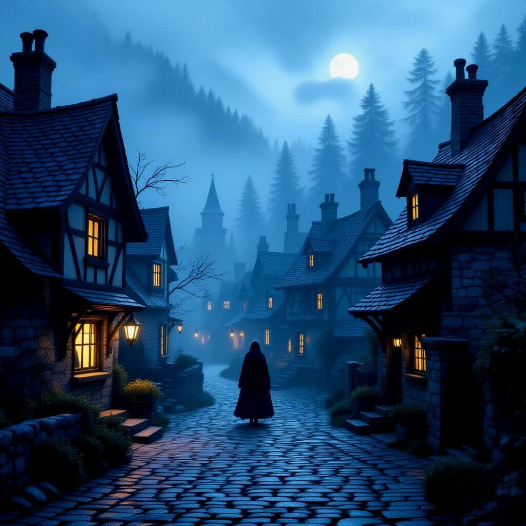 Haunted Village in Misty Valley 3D Animation