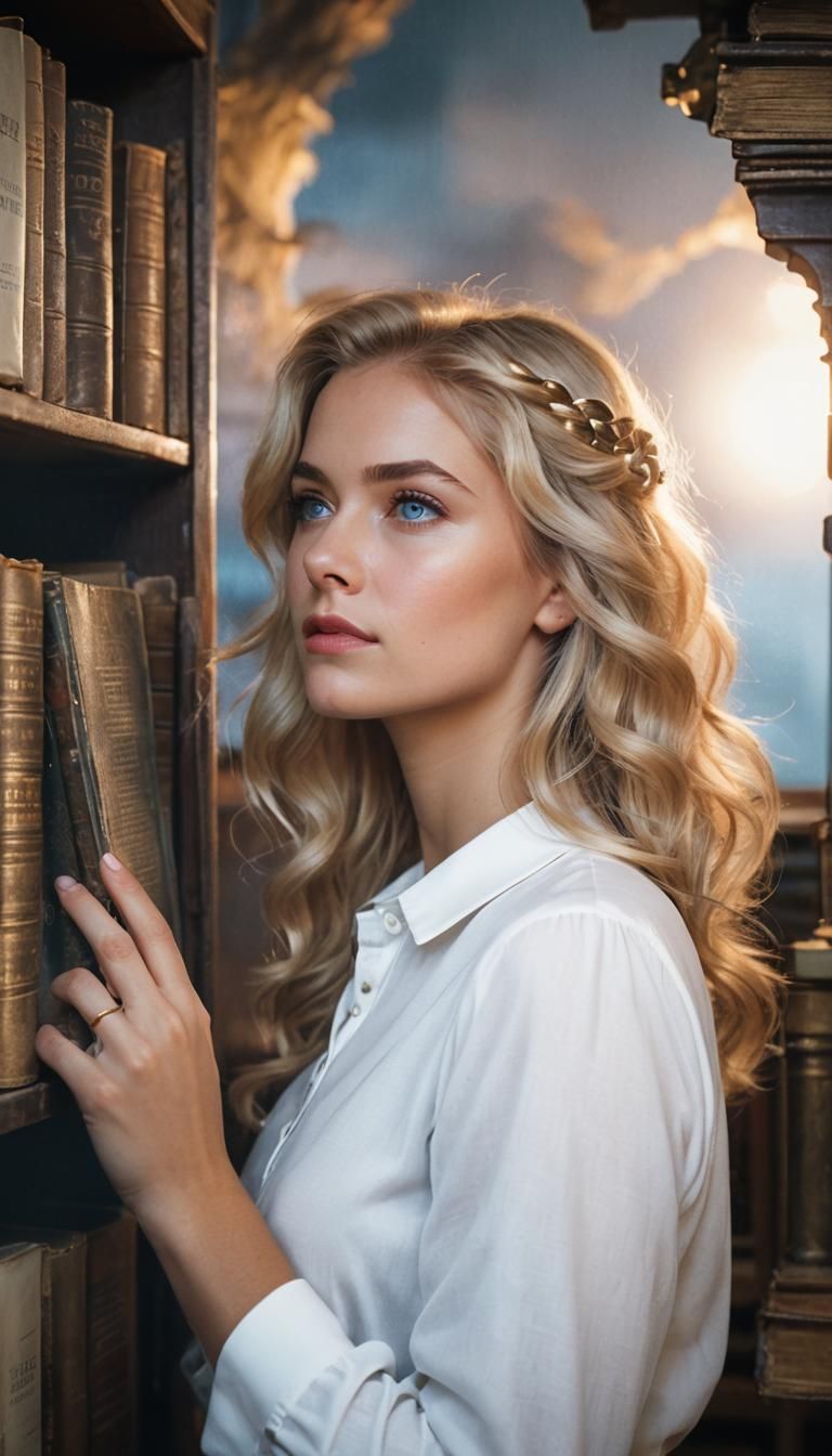 Cinematic Portrait of Woman Reading an Old Book