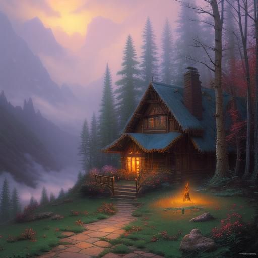 American Indian and Wolf in Ethereal Fantasy Style