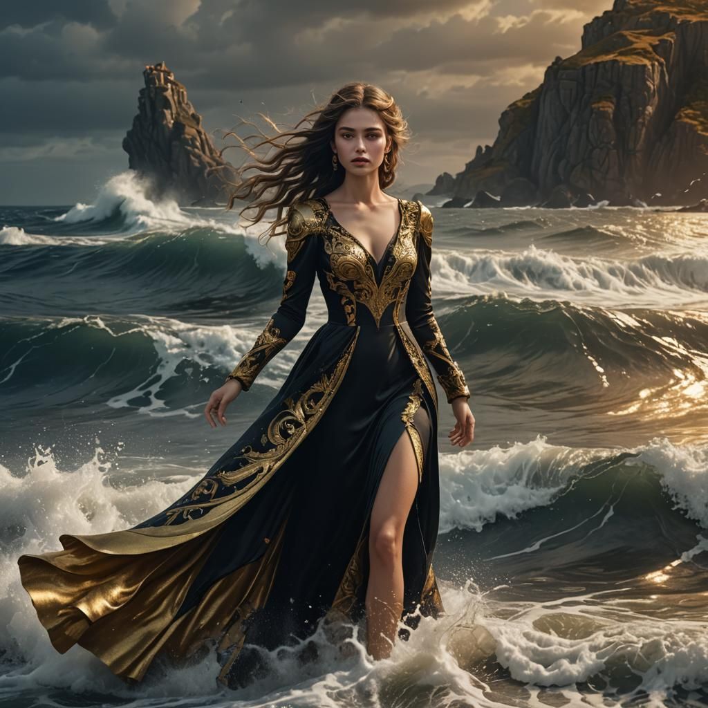 Golden Goddesses: Women by the Sea in Matte Painting