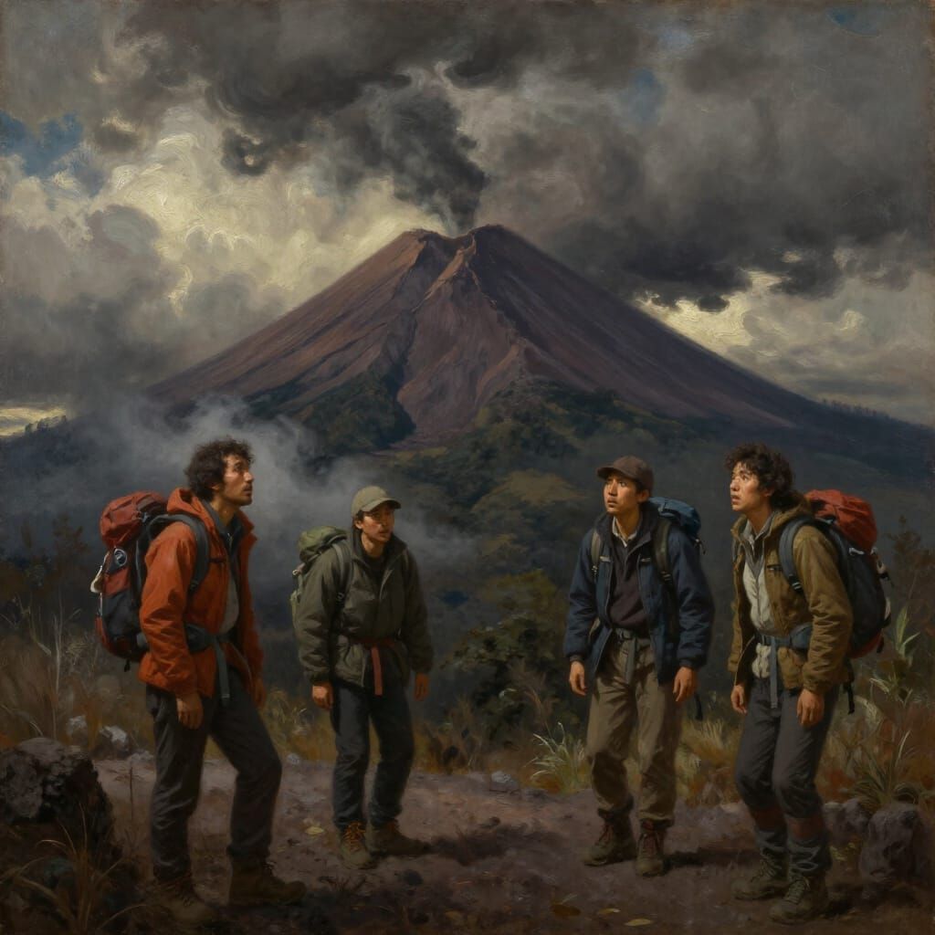 Anxious Hikers Witness Ominous Acatenango Volcano Eruption