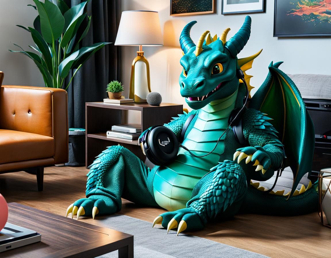 Dragon in Living Room, Anthropomorphic Art