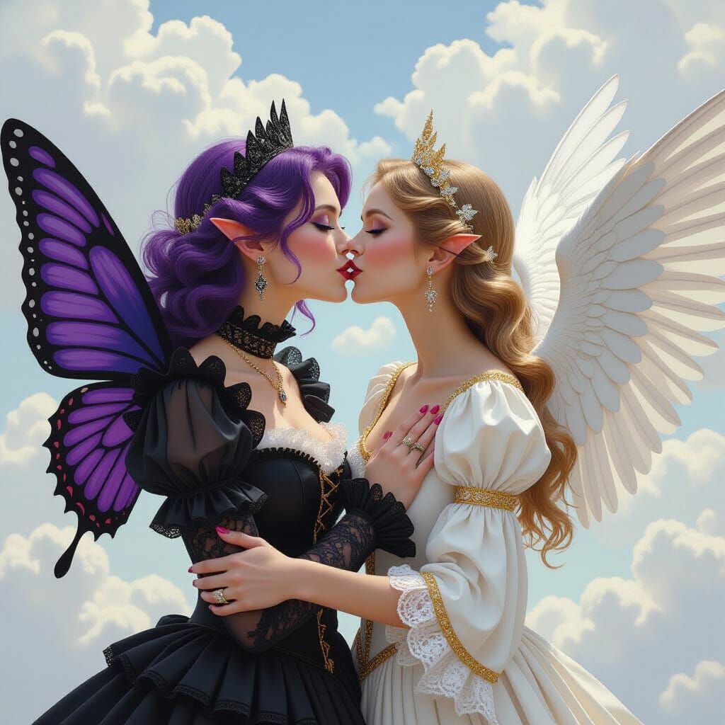 Lesbian Kiss as Renaissance Painting